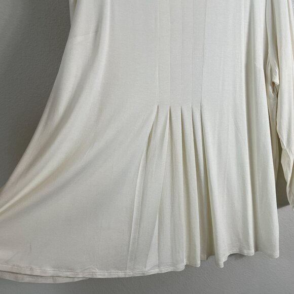 J Jill Wearever Womens Plus 3X Long Sleeve Tunic Top Ivory Pleated Stretch Shirt - Picture 8 of 9